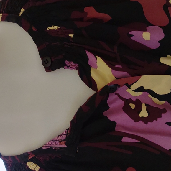 Tucker silk pink purple floral classic smocked collar blouse size s/m - Picture 2 of 9